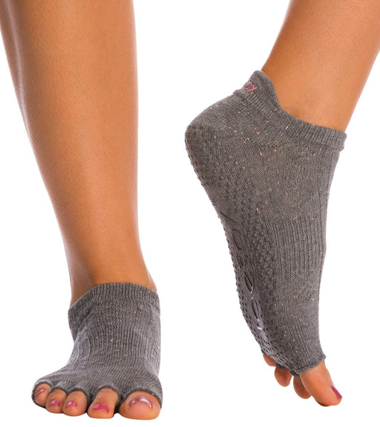 Toesox Low Rise Half-Toe Yoga Grip Socks Pepper